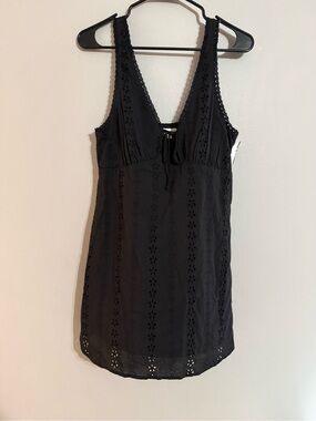 No Boundaries Black Floral Eyelet Mini Dress Medium
